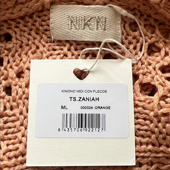 NKN Nekane Orange Zaniah Open Front Midi Kimono Cardigan Fringe Boho Size M/L - Picture 6 of 11